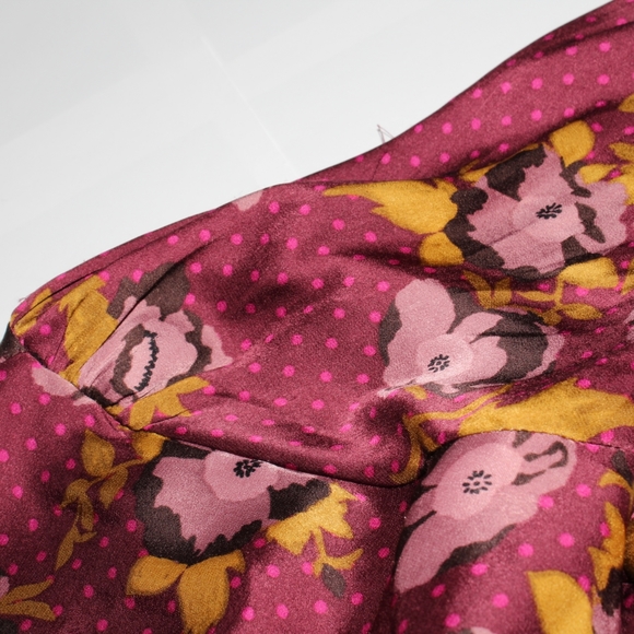 NWT Free People Com Light Floral Satin Long Sleeve Polka Dot Mini Dress … - Picture 12 of 12